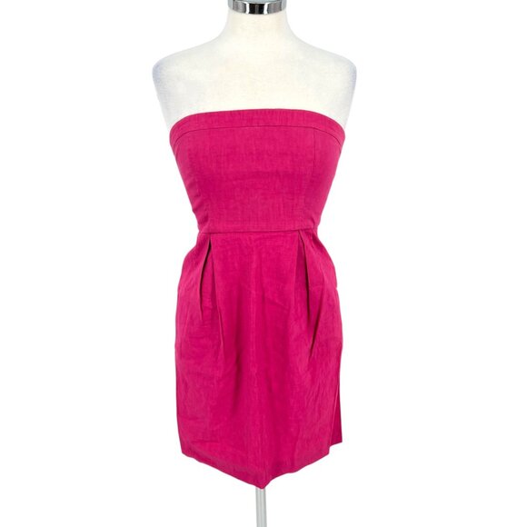 Theory Tyrah Crunch Strapless Pink Cotton A-Line Mini Dress Size 2 - Picture 1 of 10